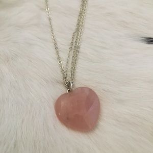 Rose Quartz Heart on a sterling silver chain